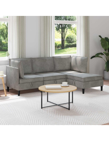 Set di mobili per il soggiorno 4 pcs Grigio Chiaro Velluto