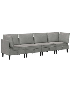 Set di mobili per il soggiorno 4 pcs Grigio Chiaro Velluto 2