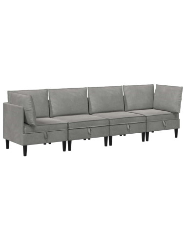 Set di mobili per il soggiorno 4 pcs Grigio Chiaro Velluto