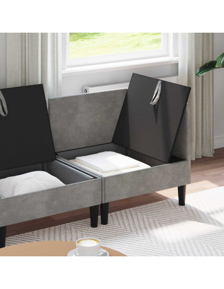Set di mobili per il soggiorno 4 pcs Grigio Chiaro Velluto