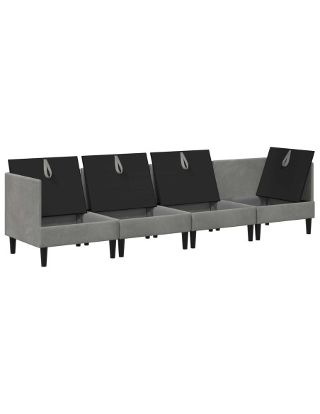 Set di mobili per il soggiorno 4 pcs Grigio Chiaro Velluto