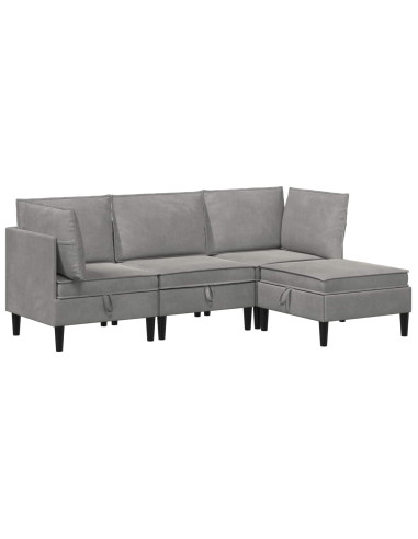 Set di mobili per il soggiorno 4 pcs Grigio Chiaro Velluto