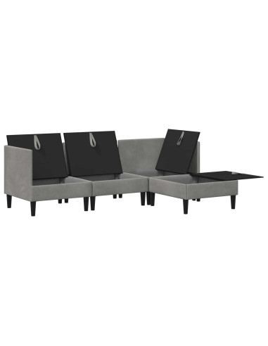 Set di mobili per il soggiorno 4 pcs Grigio Chiaro Velluto