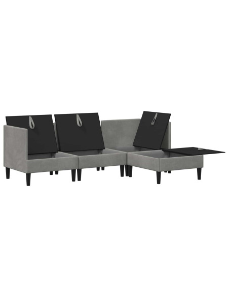 Set di mobili per il soggiorno 4 pcs Grigio Chiaro Velluto
