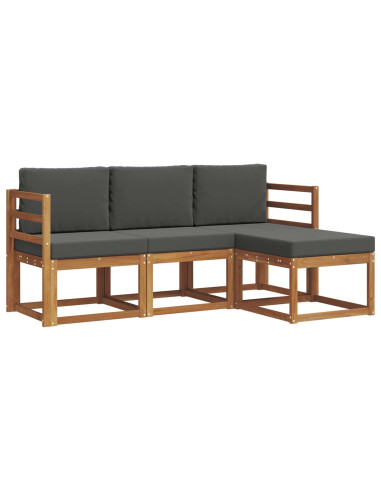 Set di divani da esterno con cuscino 4 pcs Naturale e Antracite