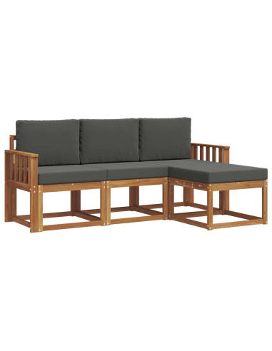 Set di divani da esterno con cuscino 4 pcs Naturale e Antracite