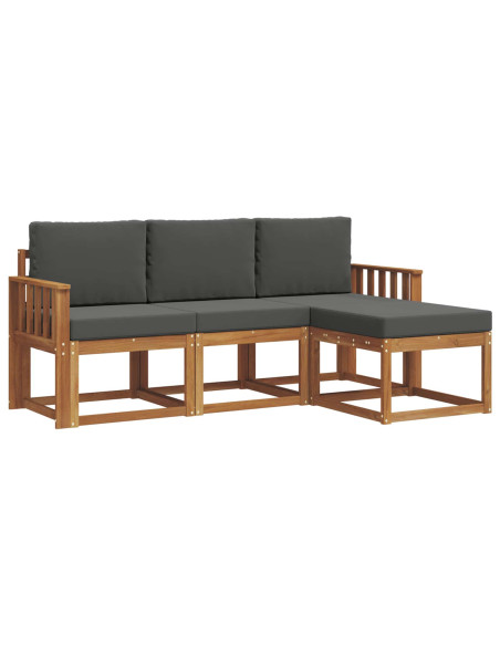 Set di divani da esterno con cuscino 4 pcs Naturale e Antracite