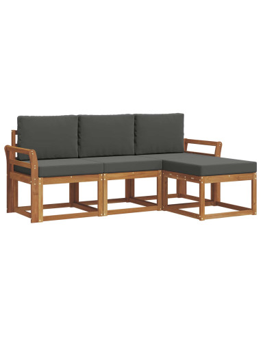 Set di divani da esterno con cuscino 4 pcs Naturale e Antracite