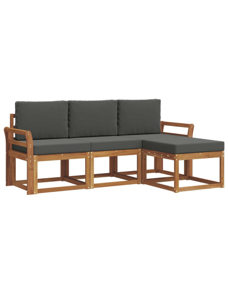 Set di divani da esterno con cuscino 4 pcs Naturale e Antracite