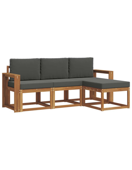 Set di divani da esterno con cuscino 4 pcs Naturale e Antracite