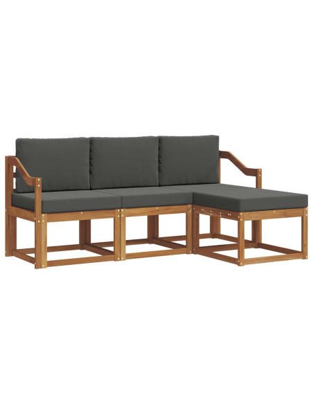 Set di divani da esterno con cuscino 4 pcs Naturale e Antracite