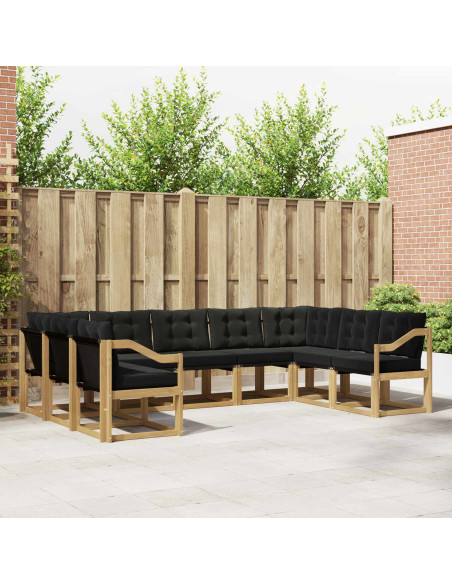 Set di divani da esterno con cuscino 9 pcs Bianco e Nero