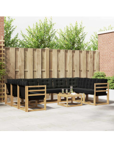 Set di divani da esterno con cuscino 10 pcs Bianco e Nero