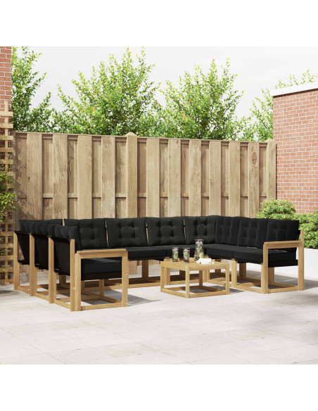 Set di divani da esterno con cuscino 10 pcs Bianco e Nero