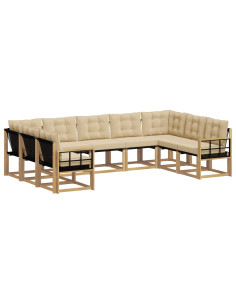 Set di divani da esterno con cuscino 9 pcs Bianco e Beige 2
