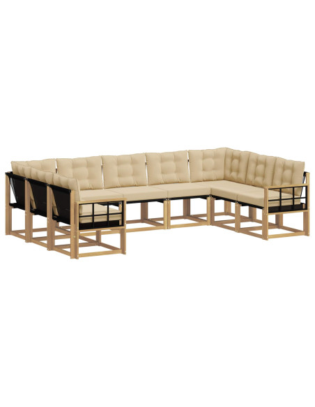 Set di divani da esterno con cuscino 9 pcs Bianco e Beige