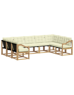 Set di divani da esterno con cuscino 9 pcs Bianco e Crema 2