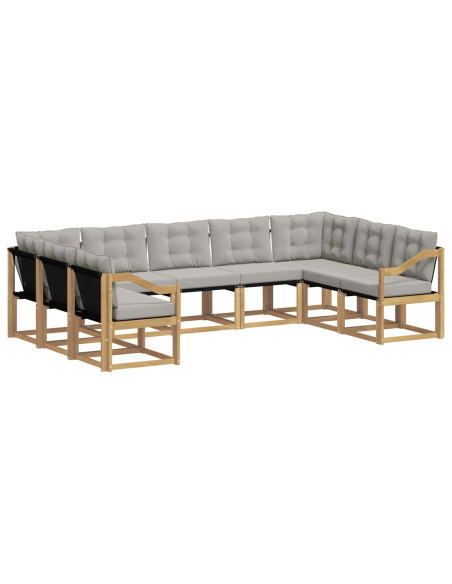Set di divani da esterno 9 pcs Bianco e Grigio Chiaro