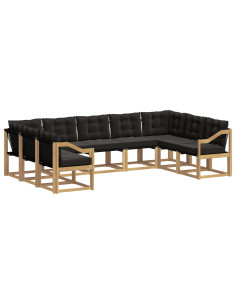 Set di divani da esterno con cuscino 9 pcs Bianco e Nero 2