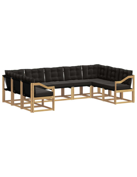 Set di divani da esterno con cuscino 9 pcs Bianco e Nero