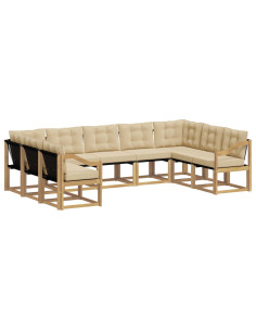 Set di divani da esterno con cuscino 9 pcs Bianco e Beige 2