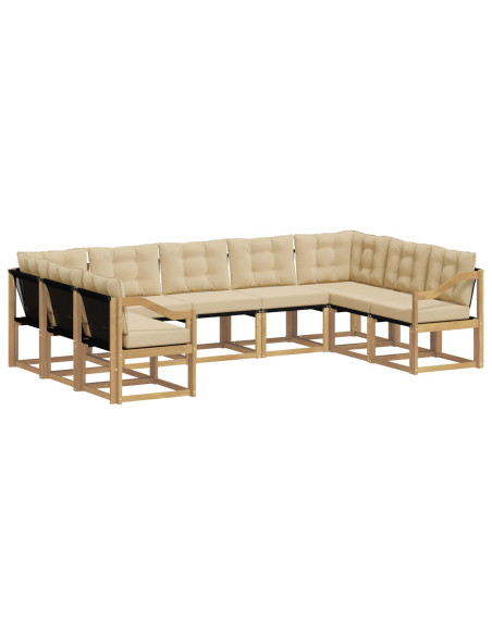 Set di divani da esterno con cuscino 9 pcs Bianco e Beige