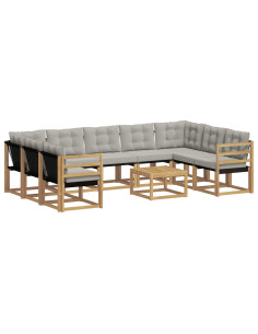 Set di divani da esterno 10 pcs Bianco e Grigio Chiaro 2