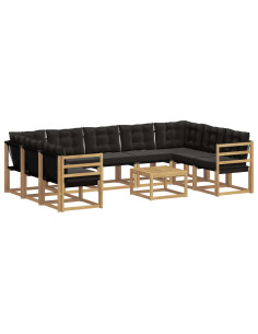 Set di divani da esterno con cuscino 10 pcs Bianco e Nero 2