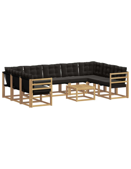 Set di divani da esterno con cuscino 10 pcs Bianco e Nero