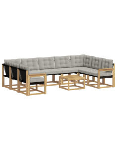 Set di divani da esterno 10 pcs Bianco e Grigio Chiaro 2