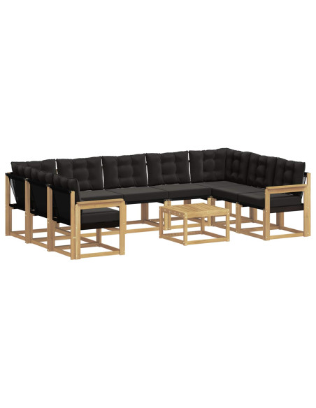 Set di divani da esterno con cuscino 10 pcs Bianco e Nero