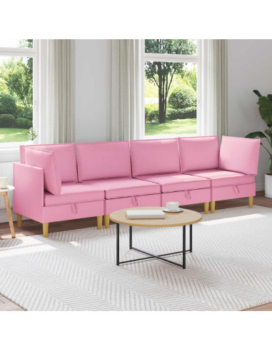 Set di mobili per il soggiorno con cuscino 4 pcs Rosa Tessuto