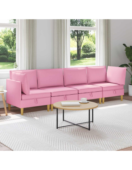 Set di mobili per il soggiorno con cuscino 4 pcs Rosa Tessuto