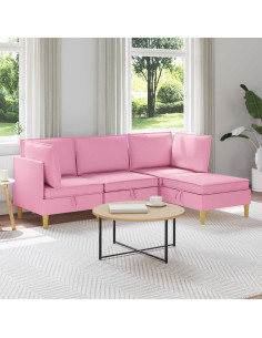 Set di mobili per il soggiorno con cuscino 4 pcs Rosa Tessuto