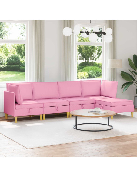 Set di mobili per il soggiorno con cuscino 5 pcs Rosa Tessuto