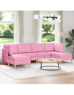 Set di mobili per il soggiorno con cuscino 6 pcs Rosa Tessuto