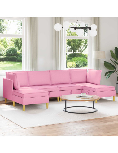 Set di mobili per il soggiorno con cuscino 6 pcs Rosa Tessuto
