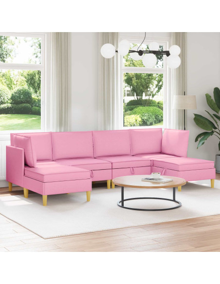 Set di mobili per il soggiorno con cuscino 6 pcs Rosa Tessuto