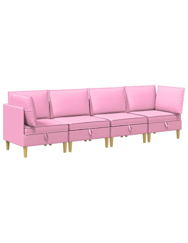 Set di mobili per il soggiorno con cuscino 4 pcs Rosa Tessuto