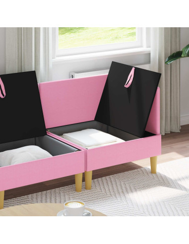 Set di mobili per il soggiorno con cuscino 4 pcs Rosa Tessuto