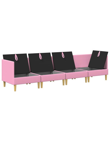 Set di mobili per il soggiorno con cuscino 4 pcs Rosa Tessuto