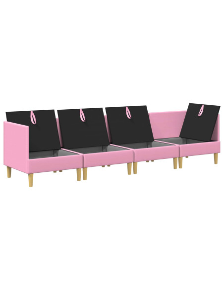 Set di mobili per il soggiorno con cuscino 4 pcs Rosa Tessuto