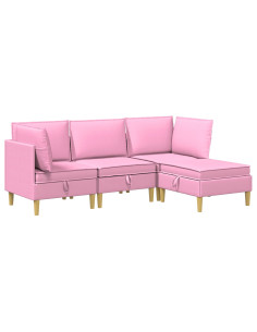 Set di mobili per il soggiorno con cuscino 4 pcs Rosa Tessuto 2