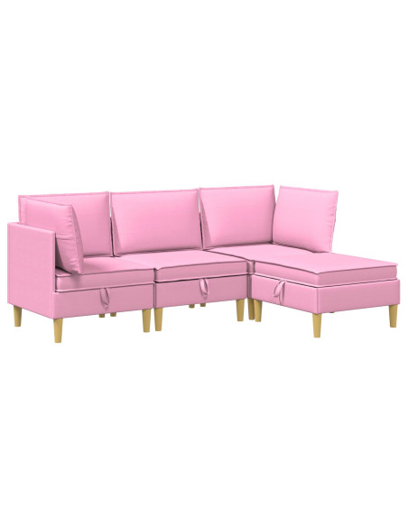 Set di mobili per il soggiorno con cuscino 4 pcs Rosa Tessuto