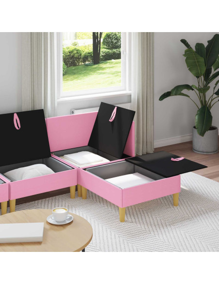 Set di mobili per il soggiorno con cuscino 4 pcs Rosa Tessuto