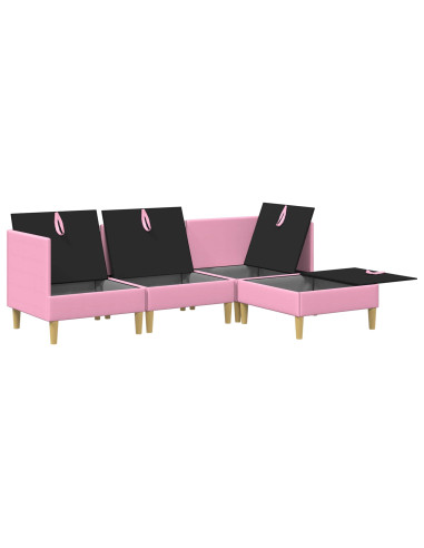 Set di mobili per il soggiorno con cuscino 4 pcs Rosa Tessuto