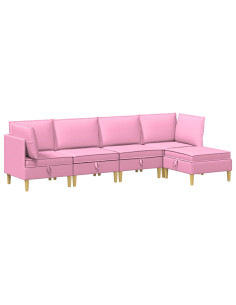 Set di mobili per il soggiorno con cuscino 5 pcs Rosa Tessuto 2