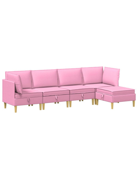 Set di mobili per il soggiorno con cuscino 5 pcs Rosa Tessuto