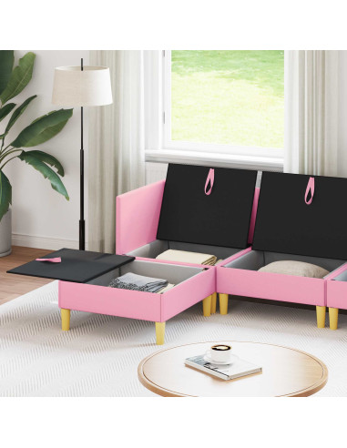 Set di mobili per il soggiorno con cuscino 5 pcs Rosa Tessuto