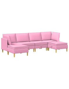 Set di mobili per il soggiorno con cuscino 6 pcs Rosa Tessuto 2